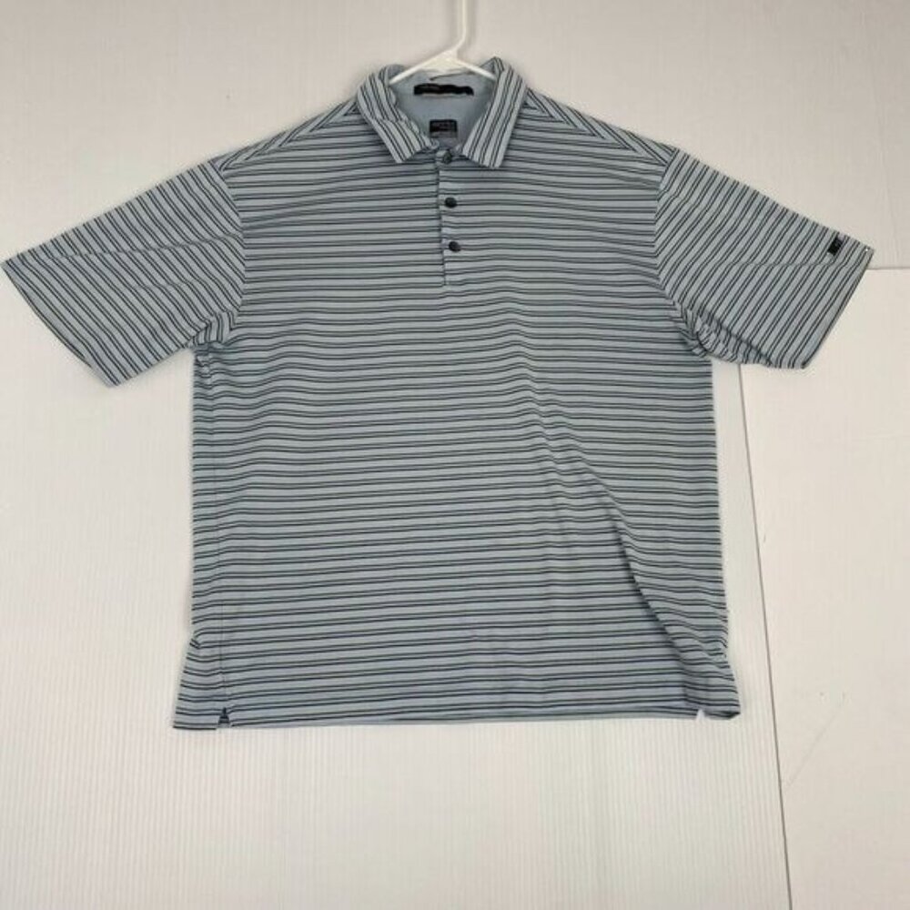 Nike Tiger Woods Collection Mens Short Sleeve Dri Fit Golf Polo Size M Striped